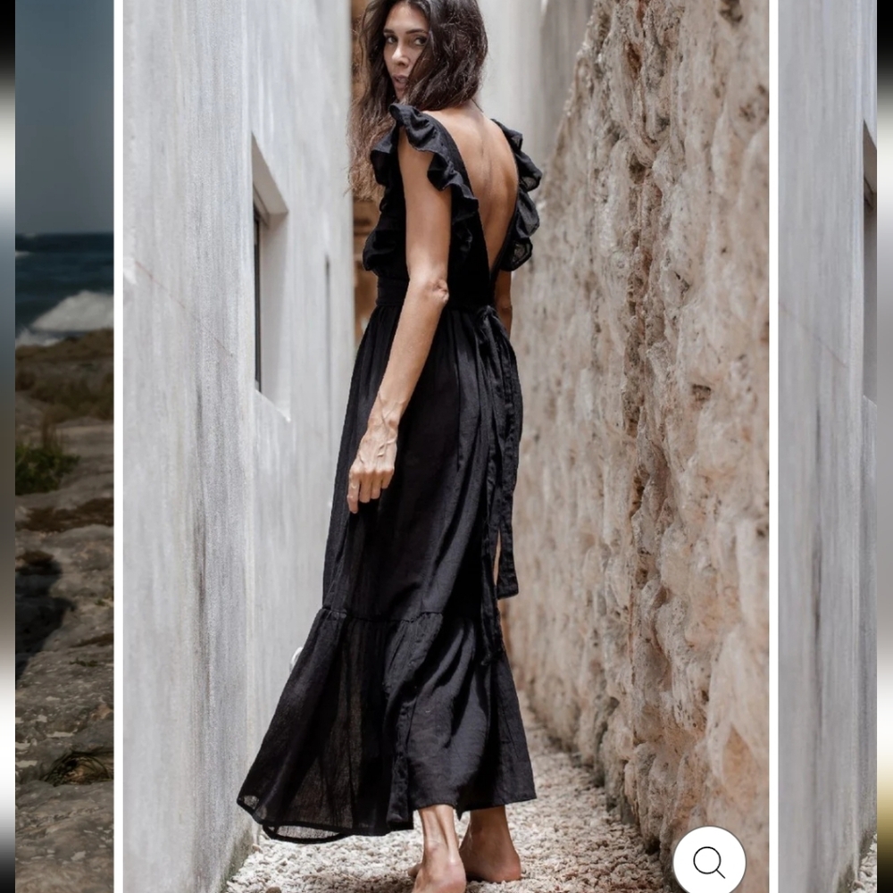 Wanderlust Black Ruffle Maxi Dress - Picture 2 of 12